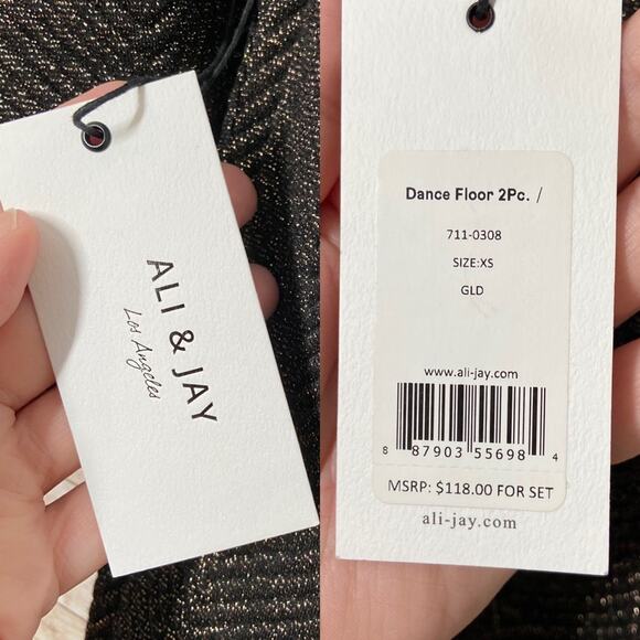 NWT Ali & Jay Dance Floor Two Piece Skirt Set Size Gold Metallic Vegas Size XS - Picture 12 of 13